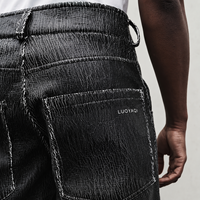 Pantalon en cuir PU noir sur mesure, taille haute, effet craquelé, coupe baggy oversize ample, style streetwear, effet empilé, évasé, pour homme