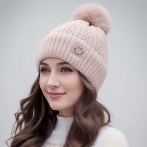<span class=keywords><strong>Bonnet</strong></span> brodé chaud d'hiver pour homme et <span class=keywords><strong>femme</strong></span>, en tricot doux avec revers, idéal pour la <span class=keywords><strong>neige</strong></span> - Product Image 5