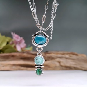 Collana con Ciondolo Color Malachite, Stile Vintage, Design Palazzo, per Donne - Product Image 6