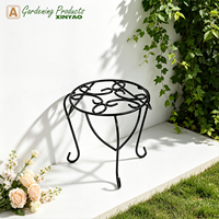 Support de plantes classique en fer forgé sur trépied, noir, revêtement poudré, antirouille, résistant aux intempéries, robuste, avec trou de drainage, lot de 6 pour la maison