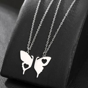 Ensemble de colliers soleil et lune en acier inoxydable, chaîne de clavicule, cadeau pour la meilleure amie, bijoux d'amitié pour couple - Product Image 3