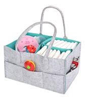 Organizador de Fraldas em Feltro com Alça, Cesta de Armazenamento Portátil para Fraldas de Bebê com Divisória Removível