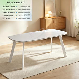 Table à <span class=keywords><strong>manger</strong></span> OKAY en pierre frittée blanche, plateau rectangulaire arrondi, pieds coniques, pour la maison, l'hôtel, vente en gros - Product Image 1