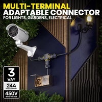 Conector Rápido de 3 Vías Tipo T, 24A, con Contactos de Cobre, Impermeable IP68, Sin Tornillos, para Cámara de Seguridad, Cableado de Jardín, Paneles Solares