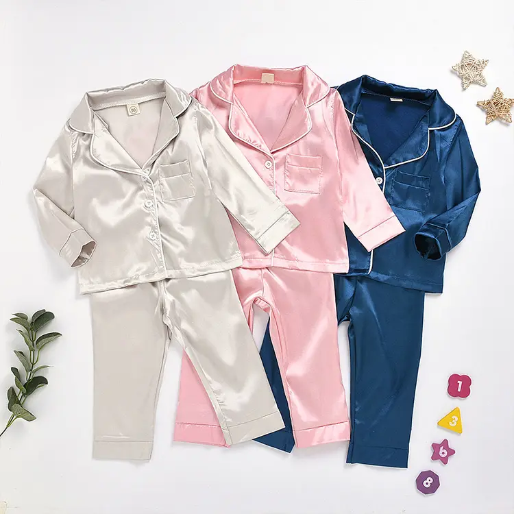 Wholesale Cotton Sleepwear Set Girls Pyjamas Satin Kids Pajamas