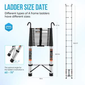 Échelle télescopique en aluminium avec <span class=keywords><strong>crochet</strong></span>. Conception pliable. Convient aux camping-cars/aux toits. - Product Image 2