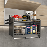 ARTSTEEL Panier coulissant à 2 niveaux, gain de place, avec amortissement, en aluminium, moderne, pour armoire de cuisine murale
