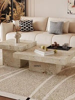 Nouvelle table basse en pierre de style méditerranéen minimaliste de la marque Minis, meuble TV, armoire de sol, personnalisable, sans assemblage