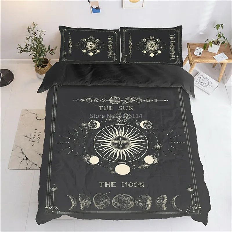 Mặt Trời Mặt Trăng Sao Không Gian Mandala Bedding Set Thoải Mái Duvet Cover Comforter Bìa Set Khăn Trải Giường Twin Full Nữ Hoàng Vua Kích Thước