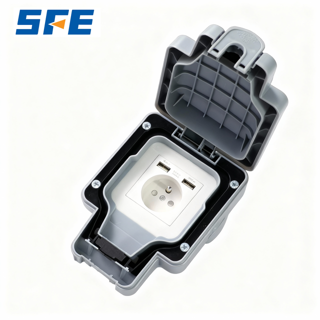 IP66 Waterproof Cross-Border Switch Socket Box 2 UK 2 French American European British Wall Switch Surface-Mounted Rain 16A 13A