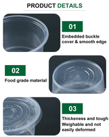 À emporter clair pp rond blister récipient de qualité alimentaire sans BPA emballage alimentaire jetable de haute qualité bol de riz
