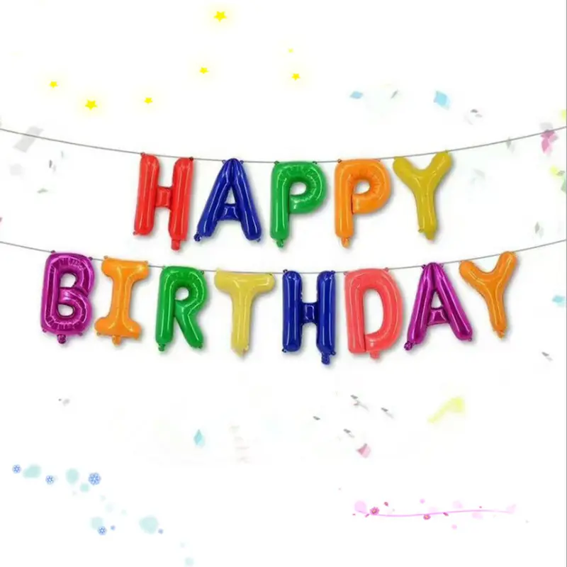 Balões coloridos para decoração de festas, cores personalizadas, letras do alfabeto, números, balões folha de feliz aniversário