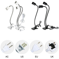 Lampe de bureau à pince, douille E27, lampe de lecture, support de lampe à pince, luminaire à pince à 360 degrés, support d'ampoule à pince à une ou deux têtes
