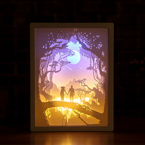 Personalizza la scultura della carta lampada da tavolo creativa per libri coppia romantica cornice per foto lampada da comodino lampada da tavolo a luce soffusa - Product Image 6