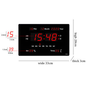 Horloge murale numérique LED moderne pour personnes âgées Radio électrique à visage unique Affichage de la température du mois et de la semaine pour le salon - Product Image 5