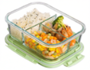 O8-Large <b>Glass</b> Storage <b>Box</b> 1040ml Three Compartment Food Container Microwave Safe Kitchen Use - Product Image 1