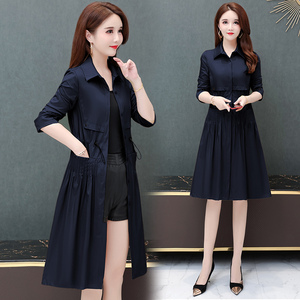 Women's Trench <strong>Coats</strong> Wholesale Knee Length Pleated Drawstring Long Sleeve Button Ropa De Mujer Al Por <strong>Mayor</strong> - Product Image 3