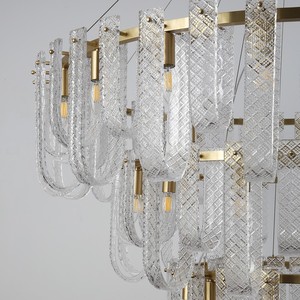 Lámpara de Techo de Cristal LED Moderna y Lujosa, Personalizable, de Cobre Dorado, para Escaleras de Hotel, Precio de Fábrica - Product Image 3