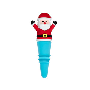 Santa Claus Wine Stopper Blue Silicone Bottle Christmas Decorative Wine Utensil - Product Image 1
