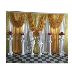Gold sequins swag 20ft*10ft wedding decoration mehndi stage backdrop drapes