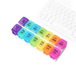 JUXINDA <span class=keywords><strong>Pilulier</strong></span> hebdomadaire coloré, <span class=keywords><strong>pilulier</strong></span> portable détachable le <span class=keywords><strong>matin</strong></span> et le <span class=keywords><strong>soir</strong></span>, <span class=keywords><strong>pilulier</strong></span> de voyage à double rangée - Product Image 1