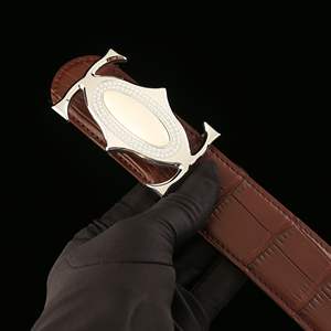 เข็มขัดหนังจระเข้ทำมือสำหรับผู้ชาย หัวเข็มขัดเหล็ก เข็มขัดธุรกิจสุดหรู หนังแท้ทนทาน - Product Image 5