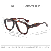 Lunettes de vue optiques sur ordonnance, personnalisées avec logo d'usine, monture pilote pleine, double pont nasal minimal, en acétate léger et durable, pour myopes