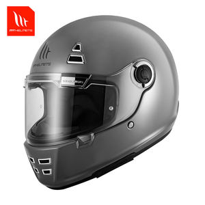Casque intégral rétro unisexe MTHELMETS certifié ECE toutes saisons 6 aérations en ABS gris ciment pour la course urbaine et les cruisers – Nouveau - Product Image 1