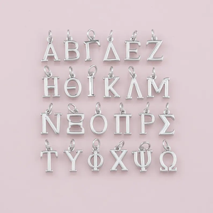 Breloque personnalisée en acier inoxydable plaqué or 18 carats avec <span class=keywords><strong>alphabet</strong></span> grec, breloques lettres de sororité en or et argent, accessoires - Product Image 6