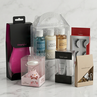 Boîte cadeau personnalisée en plastique transparent PET imprimée avec poignée pour emballage de cosmétiques et de maquillage