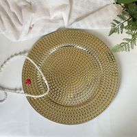 Assiettes de présentation rondes élégantes de 13 pouces en plastique écologique lavable pour dîner, mariage, baby shower, anniversaire