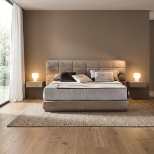 Lit rembourré King Size moderne italien Lit en bois en tissu velours doux design mousse haute densité unique Teddy Bedroom - Product Image 3
