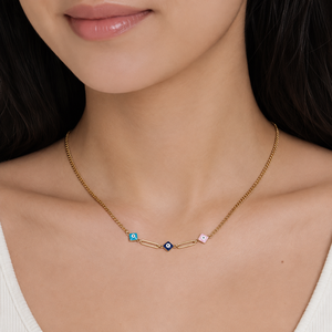 Collier œil color block en acier inoxydable plaqué or 18 carats sous vide, variantes couleur or et argent - Product Image 5