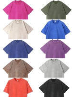 T-shirts décontractés en jersey 100 % coton 230 g/m² pour hommes, avec logo personnalisé imprimé, motif lettres délavé à l'acide, impression numérique de qualité