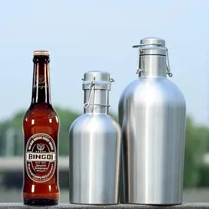 Top Rated 304 Stainless Steel Take Away Beer Bottle 64oz Vacuum Non-Insulated Beer Growler