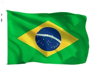 Promotional Fans Product Customized Manufacturer Silk Printing 3x5ft Polyester National Brazil Flags
