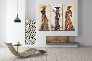 3 piezas de arte en lienzo de mujeres africanas, niñas africanas con trajes nacionales, <span class=keywords><strong>lienzos</strong></span> de arte de pared africanos, accesorios de pared <span class=keywords><strong>para</strong></span> regalo, etc. - Product Image 4
