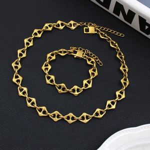 Wholesale Custom Hiphop Fashion Jewelry Sets 18K Gold Plated Stainless Steel Letter Pig Nose Chain <b>Bracelet</b> Necklace Sets Women - Product Image 3