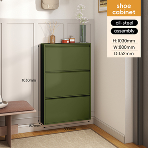 BIZOE Venda Quente Moderno Sapateira Estreita de Aço com 3 Gavetas Basculantes, Armário Extensível de Montagem em Parede para Sala de Estar, Mobiliário para 20-23 Pares - Product Image 4