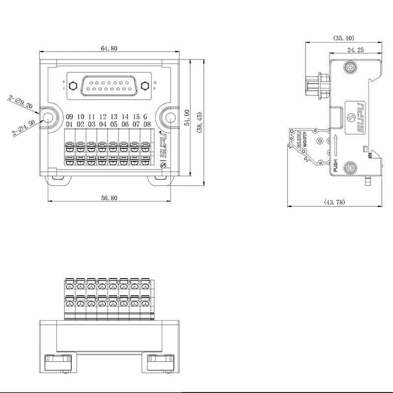 500vac 1min tín hiệu Adapter Board Adapter Module D-Sub hàn miễn phí mô-đun tiếp sức cổng song song khối thiết bị đầu cuối