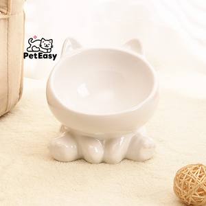 Nuova vendita calda modello solido colore puro elegante accessori in ceramica per animali domestici alimentatori obliqua Cat Dog ciotola di lusso - Product Image 6