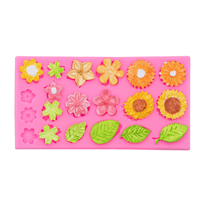 Molde de Silicona para Pastel con Forma de Rectángulo 3D, 20 Diseños Diferentes, Tamaños de Girasol, Margarita, Ciruela, Cereza, Orquídea, Rosa, Berenjena y Hojas, para Manualidades - Product Image 6