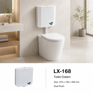 Tanque de agua de plástico blanco para inodoro de cuclillas, de montaje en pared, con doble descarga y botón doble, para inodoros de cuclillas de baño - Product Image 5