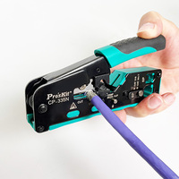PRO'SKIT CP-335N CAT.5/6/7 Pince à sertir modulaire avec fonction 3 en 1 : coupe/dénudage/sertissage pour la configuration de réseaux d'entreprise et les solutions réseau domestiques