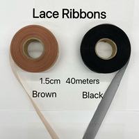 Ruban de dentelle en gaze, petites bobines de 40 mètres, largeur 1,5 cm, noir et marron, pour extensions de cheveux à bandes adhésives