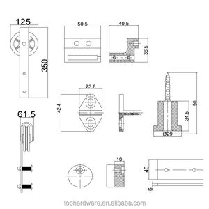 Montaje en <span class=keywords><strong>techo</strong></span>, rueda grande individual, guía de suelo de acero pesado, puerta de Granero, sistema deslizante, juegos de herrajes - Product Image 3