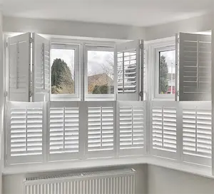 Factory Price Plantation Shutters Jaslousie Louver Windows Shutter Simple Style Wooden And PVC Shutters For Window