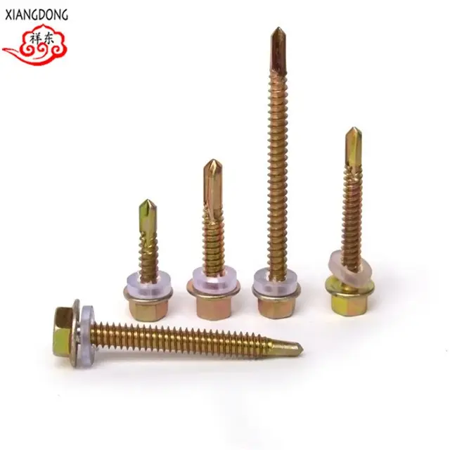 Metal Galvanized Hexagonal Hex Head Self Drilling Screw Roofing Screw Tek Tapping Screw With Rubber Washer