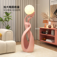 Lampadaire d'art moderne en résine, statue humaine, style nordique, pour hall d'hôtel, salon et coin, avec fonction d'éclairage