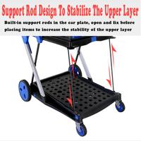 Nouveau chariot pliant à deux étages chariot utilitaire robuste chariot d'épicerie avec caisse de rangement